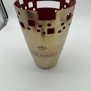 Piper Heidsieck Champagne Gold Red Metal Ice Bucket Wine Chiller 12” Tall
